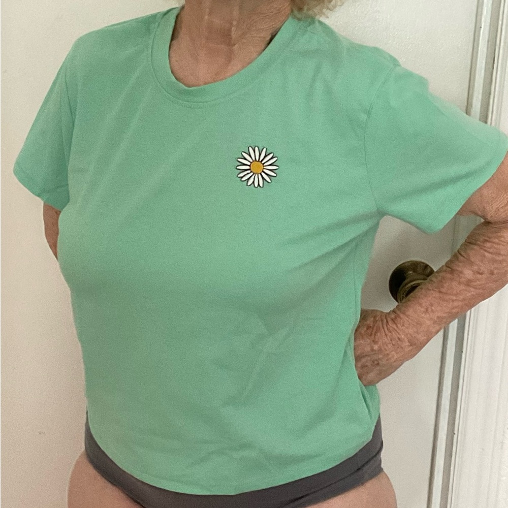 Mint Green Daisy Embroidered Women's T-Shirt